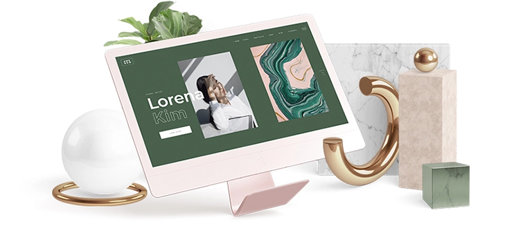 web page design laptop, mobile and tablet with pink and purple website design